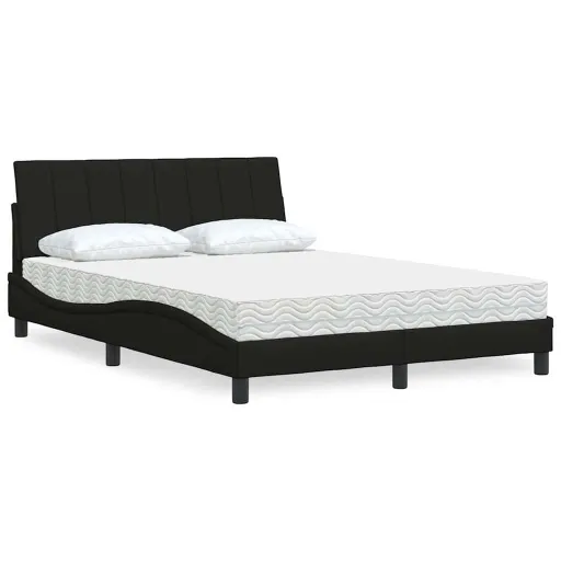 Cama com Colchão Hanko 140x200 cm Tecido Preto