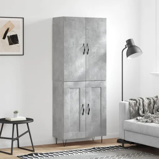 Armário Alto 69,5x34x180 cm Derivados de Madeira Cinza Cimento
