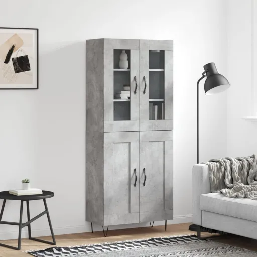 Armário Alto 69,5x34x180 cm Derivados de Madeira Cinza Cimento
