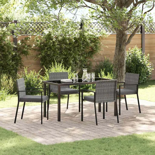 Conjunto de Jantar para Jardim   Cinzeto Rattan Sintético (5 pcs)