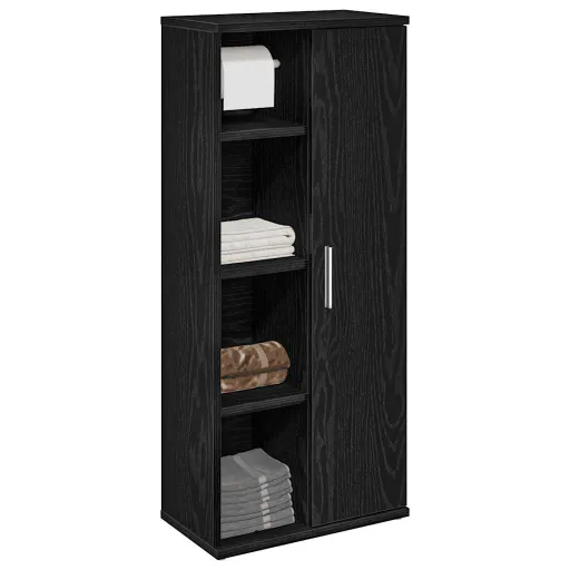 Móvel p/ Casa de Banho c/ Suporte de Rolos 39x22x90 cm Preto