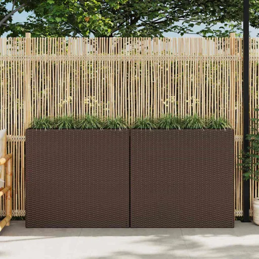 Floreira de Jardim com 4 Vasos   Vime PE Castanho (2 pcs)