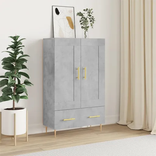 Aparador Alto 69,5x31x115 cm Derivados de Madeira Cinza-Cimento