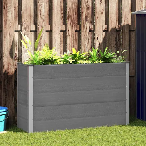 Canteiro Elevado para Jardim WPC 150x50x91 cm Cinzento