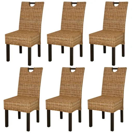 Cadeiras de Jantar,  , Vime Kubu, Madeira de Mangueira (6 pcs)