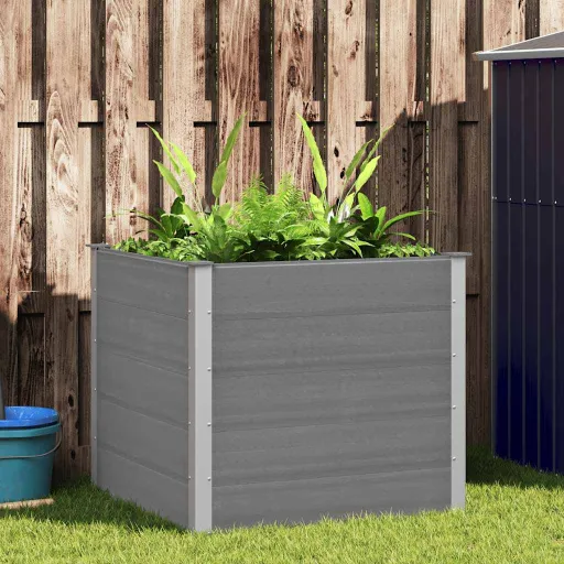 Canteiro Elevado para Jardim WPC 100x100x91 cm Cinzento