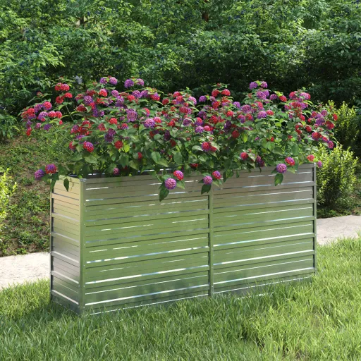 Canteiro Elevado de Jardim 160x40x77cm Aço Galvanizado Prateado