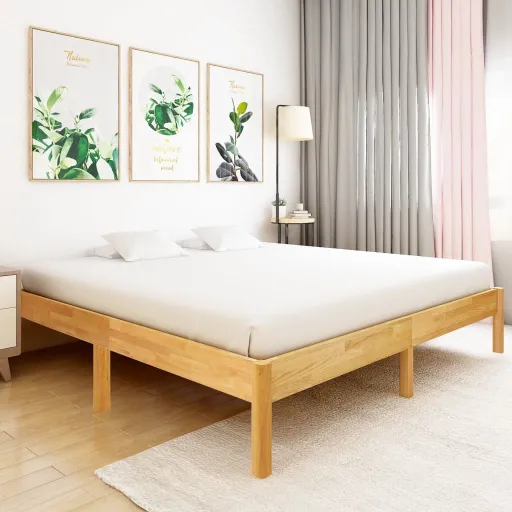 Estrutura de Cama 180x200 cm Madeira Carvalho Maciça