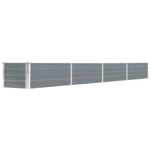 Canteiro Elevado Jardim Aço Galvanizado 320x40x45 cm Cinzento