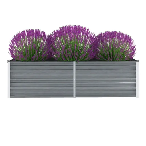 Canteiro Elevado de Jardim Aço Galvanizado 160x40x45cm Cinzento