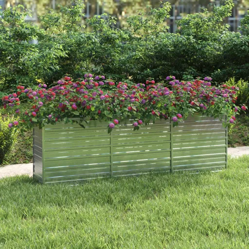 Canteiro Elevado de Jardim 240x40x77cm Aço Galvanizado Prateado