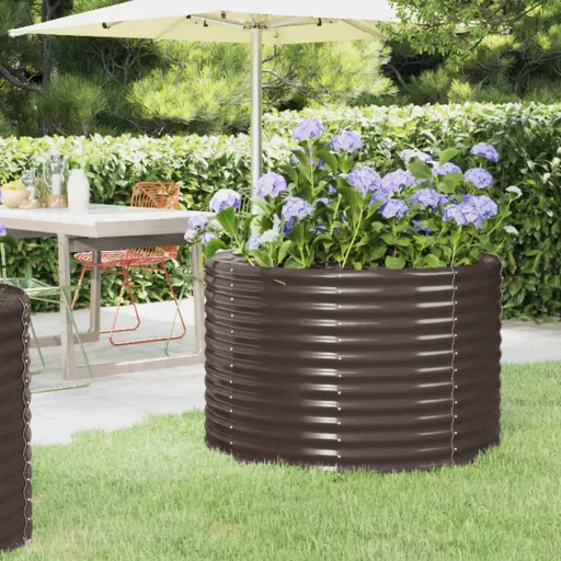 Canteiro Elevado Jardim 100x100x68 Aço Galvanizado Castanho