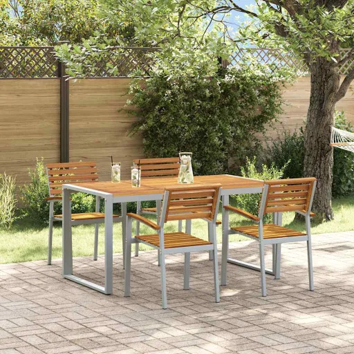 Conjunto de Jantar para Jardim   Cinzeto (5 pcs)