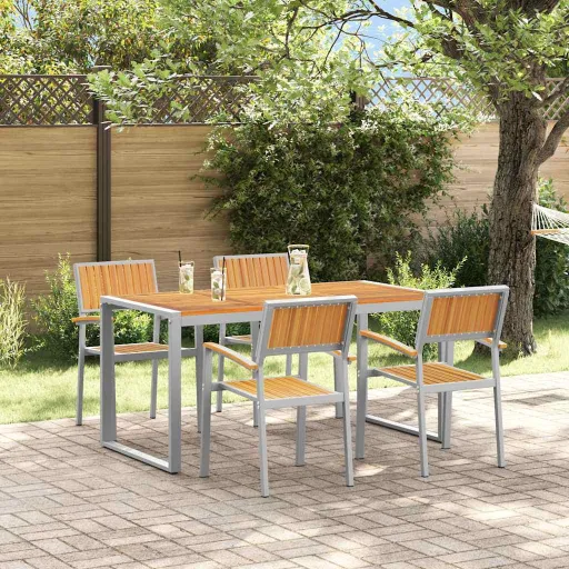 Conjunto de Jantar para Jardim   Cinzeto (5 pcs)