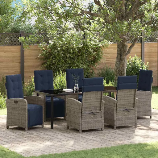 Conjunto de Jantar para Jardim   Cinzeto Vime PE (7 pcs)