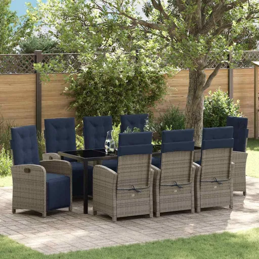 Conjunto de Jantar para Jardim   Cinzeto Vime PE (9 pcs)