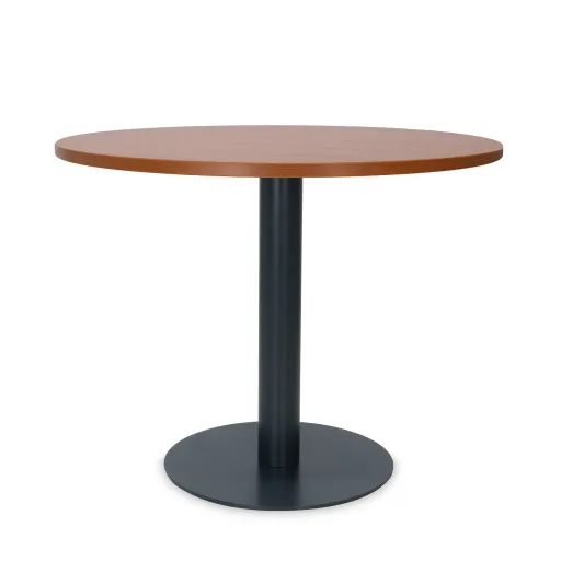 Mesa de Reunião Redonda 1000x750 mm – Tampo Cerejeira em Melamina, Estrutura Preta