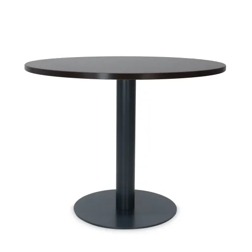 Mesa de Reunião Redonda 1000x750 mm – Tampo Wenguê em Melamina, Estrutura Preta