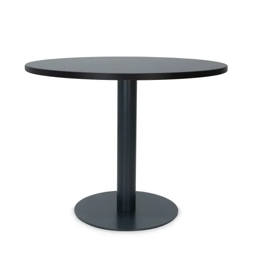 Mesa de Reunião Redonda 1000x750 mm – Tampo Preto em Melamina, Estrutura Preta