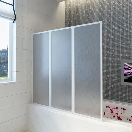 Painel de Vidro Dobrável para Duche 3 Peças 117 x 120 cm