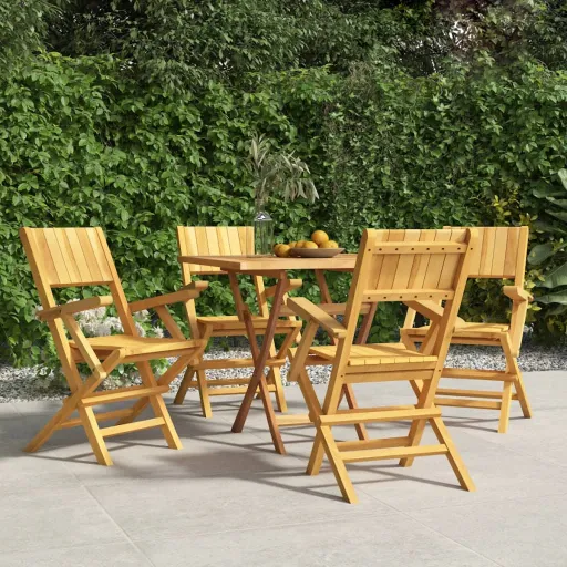Cadeiras de Jardim Dobráveis   55x61x90 cm Teca Maciça (4 pcs)