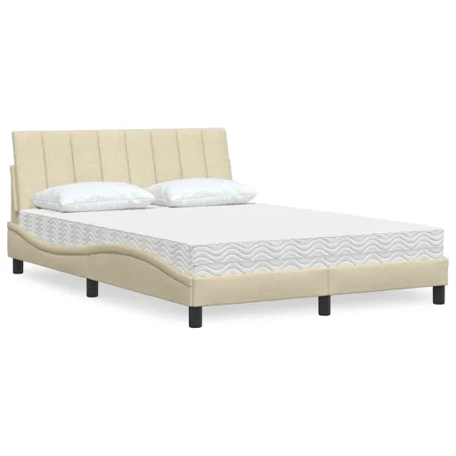 Cama com Colchão Hanko 140x190 cm Tecido Cor Creme