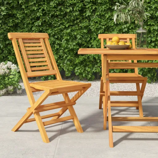 Cadeiras de Jardim Dobráveis   47x63x90 cm Teca Maciça (2 pcs)