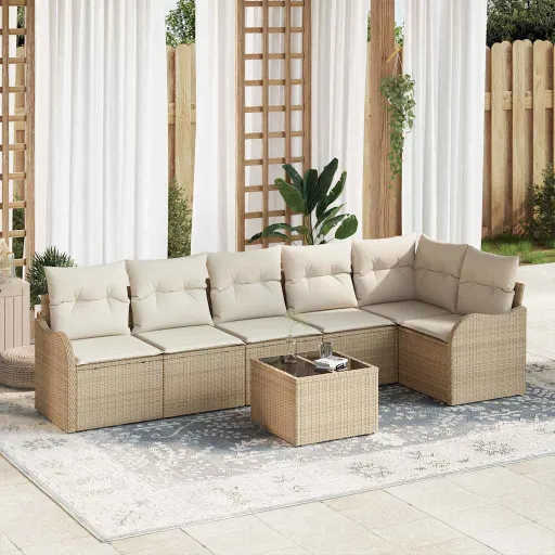 Conjunto de Sofá de Jardim   Castanho Rattan Sintético (7 pcs)