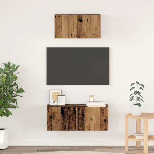 Conjunto de Móvel de TV   Madeira Antiga Madeira Processada (2 pcs)