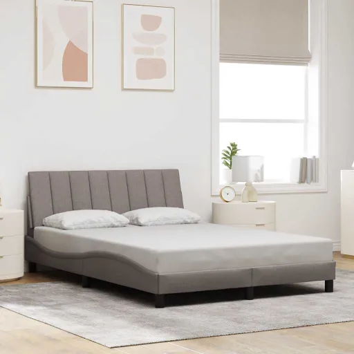 Estrutura de Cama Sem Colchão Hanko 140x190 cm Tecido Castanho-Acinzentado