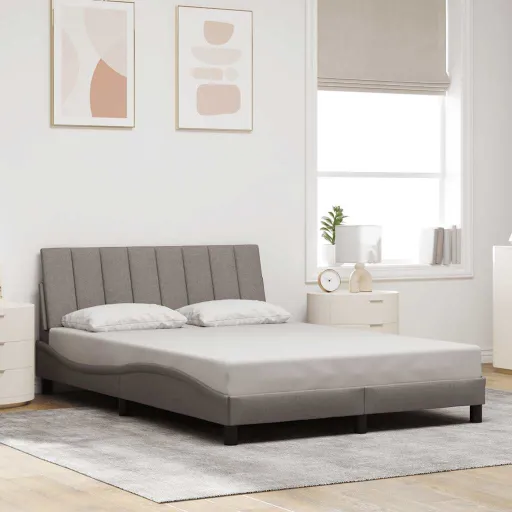 Estrutura de Cama Sem Colchão Hanko 140x190 cm Tecido Castanho-Acinzentado