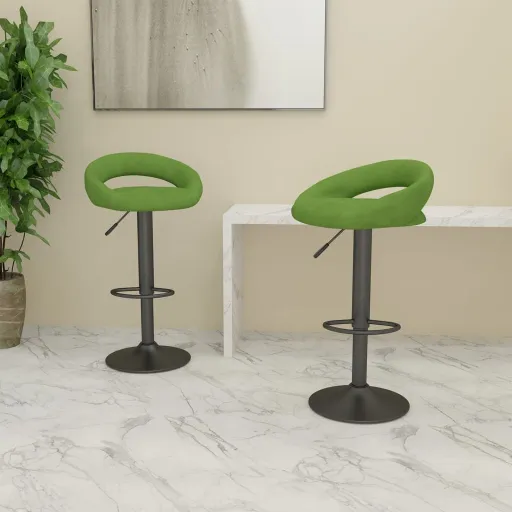 Bancos de Bar   Veludo Verde-Claro (2 pcs)