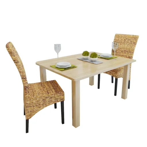 Cadeiras de Jantar   Abacá e Madeira de Mangueira Maciça (2 pcs)
