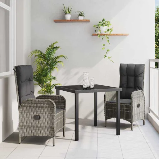 Conjunto de Jantar para Jardim   Cinzeto Vime PE (3 pcs)