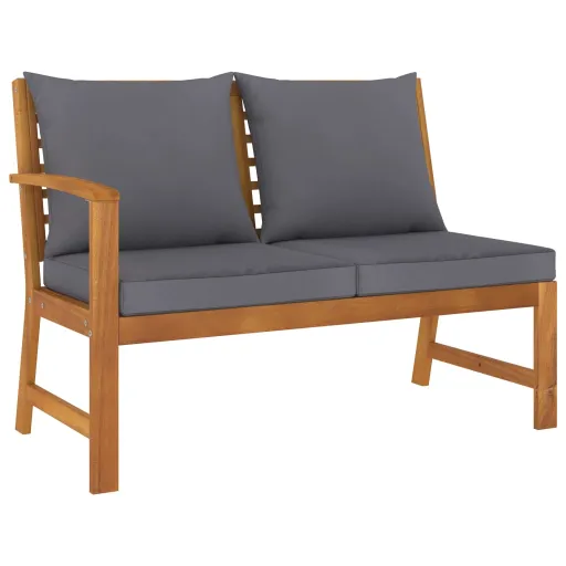 Banco de Jardim 114,5 cm com Almofadão Cinzento-Escuro Acácia