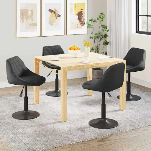 Cadeiras de Jantar Giratórias   Veludo Preto (4 pcs)