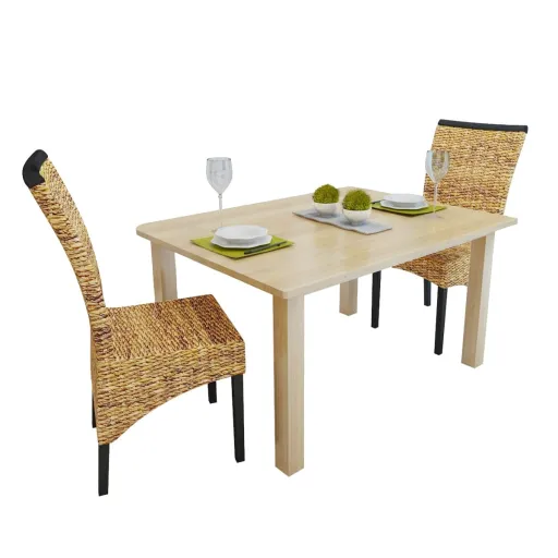 Cadeiras de Jantar   Abacá e Madeira de Mangueira Maciça (2 pcs)