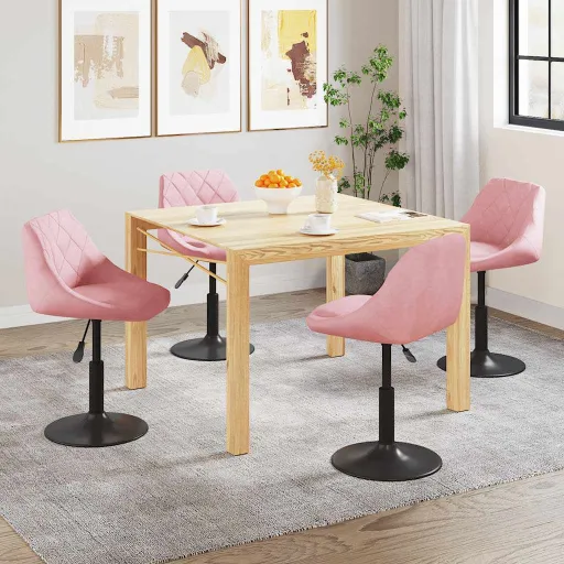Cadeiras de Jantar Giratórias   Veludo Rosa (4 pcs)