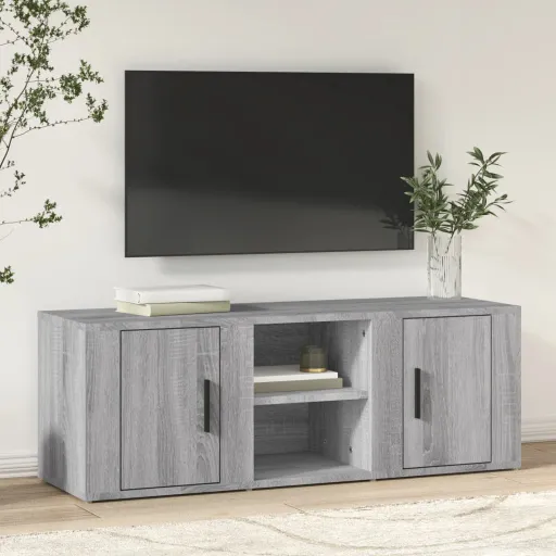 Móvel de TV 100x31,5x35 cm Derivados de Madeira Cinzento Sonoma