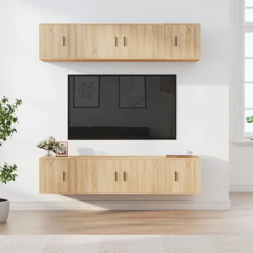 Conjunto Móveis de TV   Madeira Processada Carvalho Sonoma (6 pcs)
