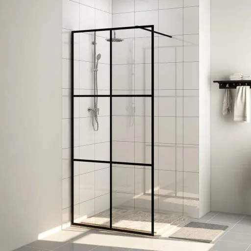 Divisória de Chuveiro c/ Vidro Transparente ESG 100x195cm Preto