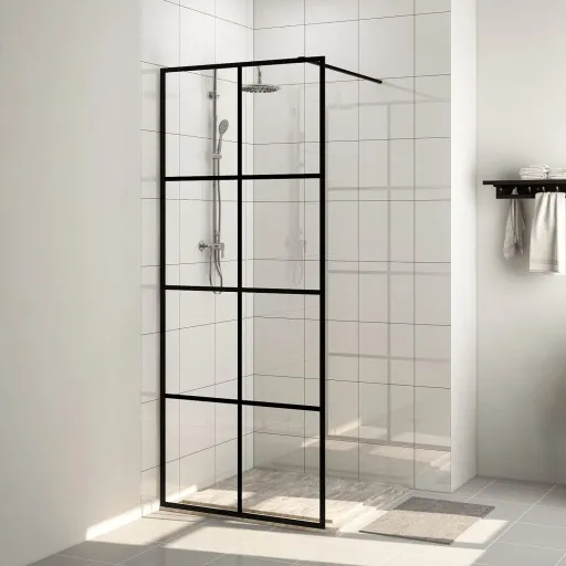 Divisória de Chuveiro 80x195 cm Vidro Transparente ESG Preto