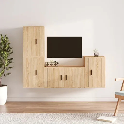Conjunto Móveis de TV   Madeira Processada Carvalho Sonoma (4 pcs)
