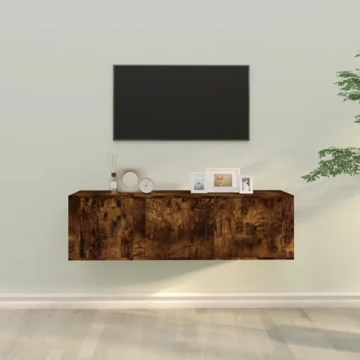 Conjunto Móveis de TV   Madeira Processada Carvalho Fumado (2 pcs)