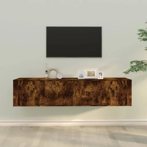 Conjunto Móveis de TV   Madeira Processada Carvalho Fumado (3 pcs)