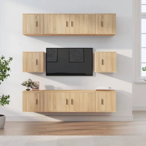 Conjunto Móveis de TV   Madeira Processada Carvalho Sonoma (8 pcs)