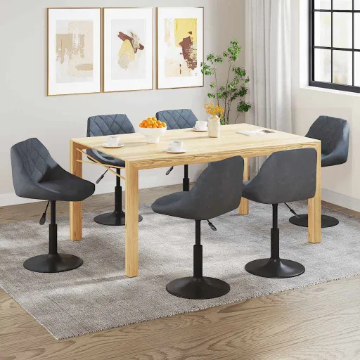 Cadeiras de Jantar Giratórias   Veludo Cinzento-Escuro (6 pcs)