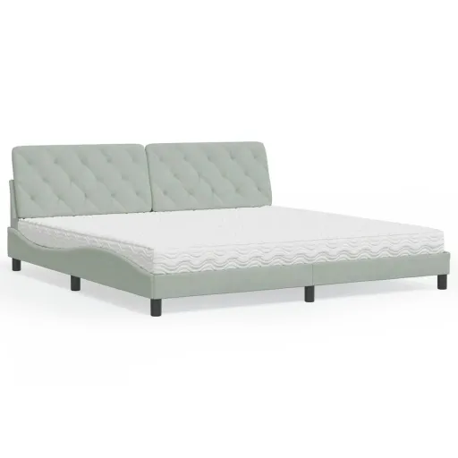 Cama com Colchão 200x200 cm Veludo Cinzento-Claro