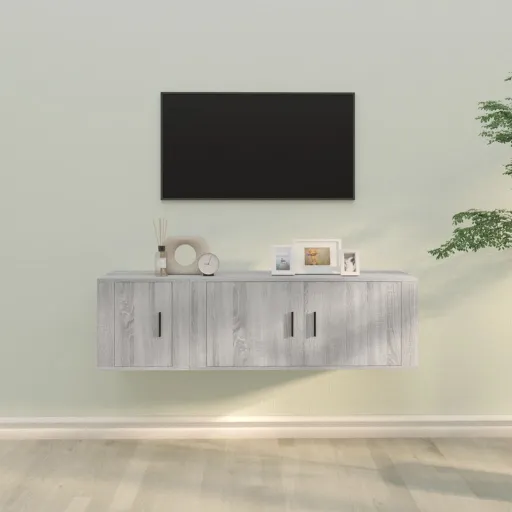 Conjunto Móveis de TV   Madeira Processada Sonoma Cinza (2 pcs)
