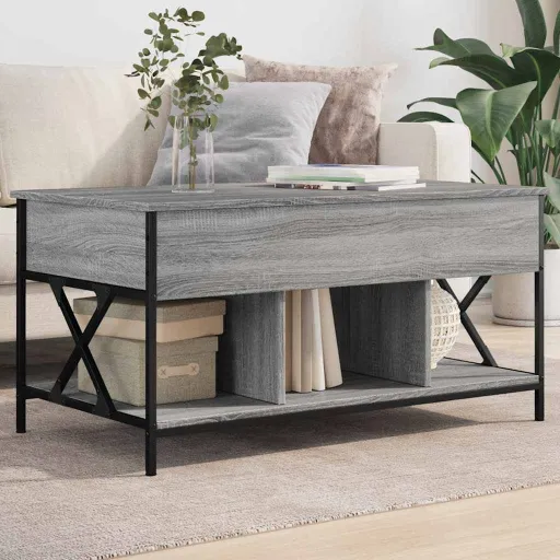 Mesa de Centro 100x55x50cm Deriv. Madeira/Metal Cinzento Sonoma